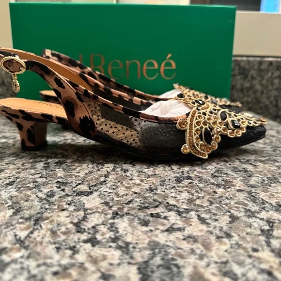 J.Renee Elegant Black and Gold Heels - Picture 5 of 6